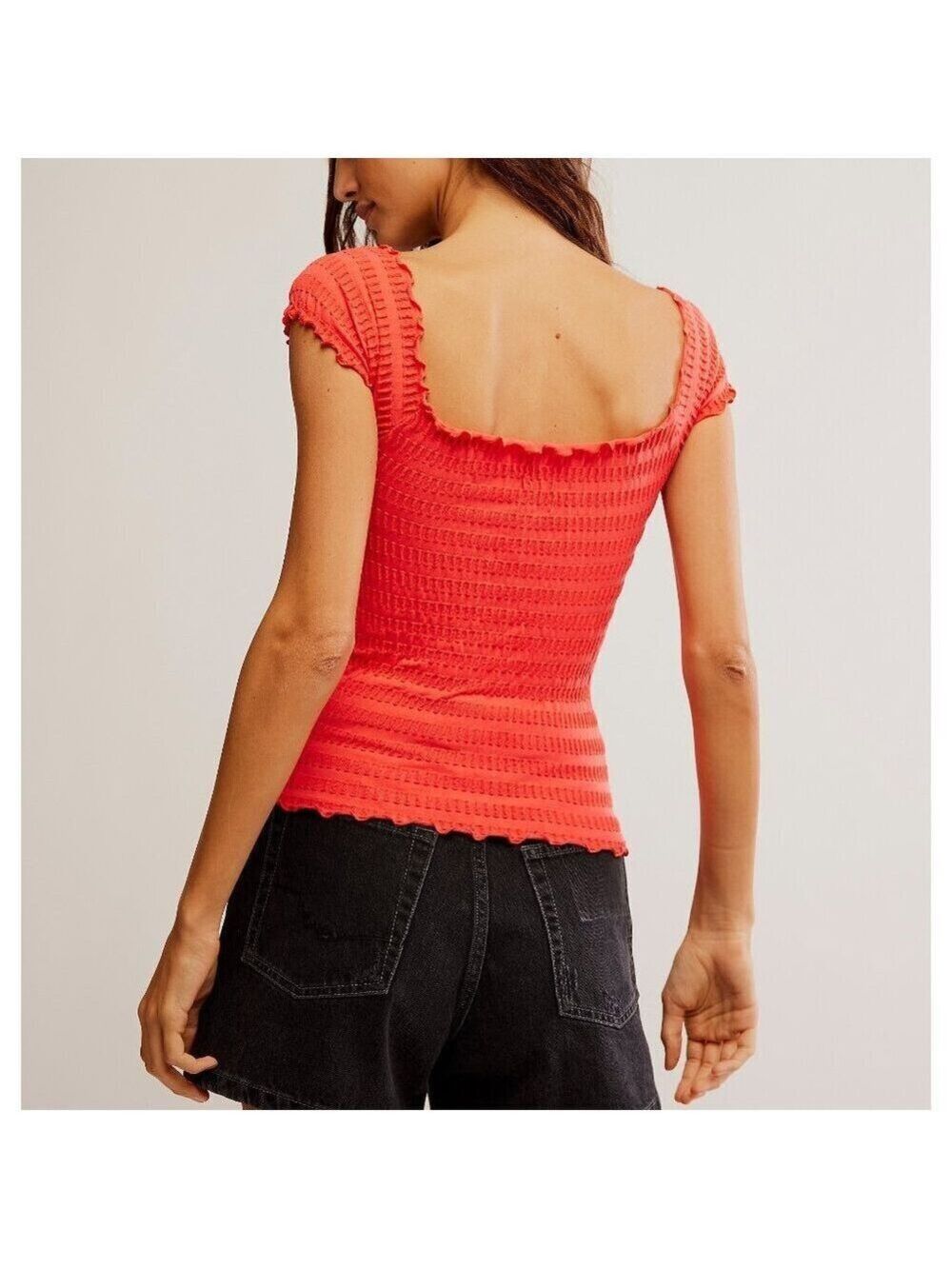 Women's Coral Ribbed Top - Picture 4 of 8